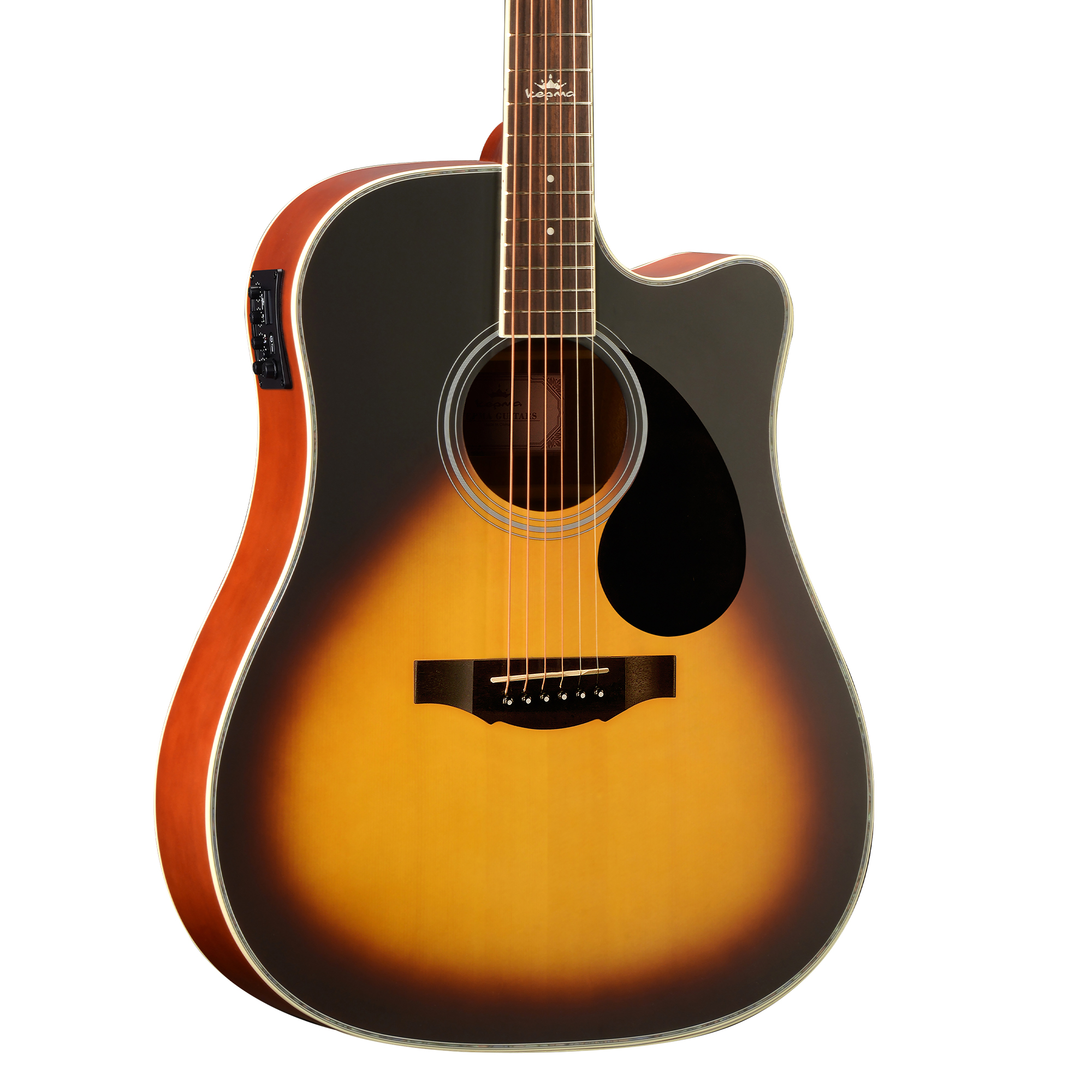 Kepma D1CE - Semi Acoustic Guitar- Sunburst Matt - Image 2
