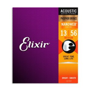 Elixir Strings 16102 Nanoweb Phosphor Bronze Acoustic Guitar Strings - .013-.056 Medium
