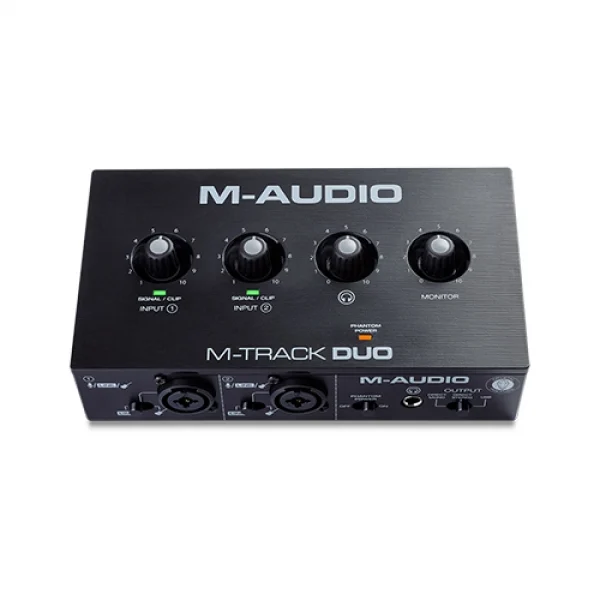 M-Audio M-Track Duo 2-channel USB Audio Interface with 2 Combo Inputs with Crystal Preamps, and Phantom Power