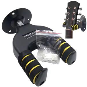 WALL STAND[Guitar Wall Mount Hook Hanger Auto-Lock Holder with Screws Strong & Soft Padding Guitar Stand (Pack of 1)]
