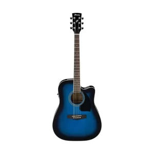 Ibanez PF15ECE Dreadnought Cutaway Electro Acoustic Guitar - Transparent Blue Sunburst