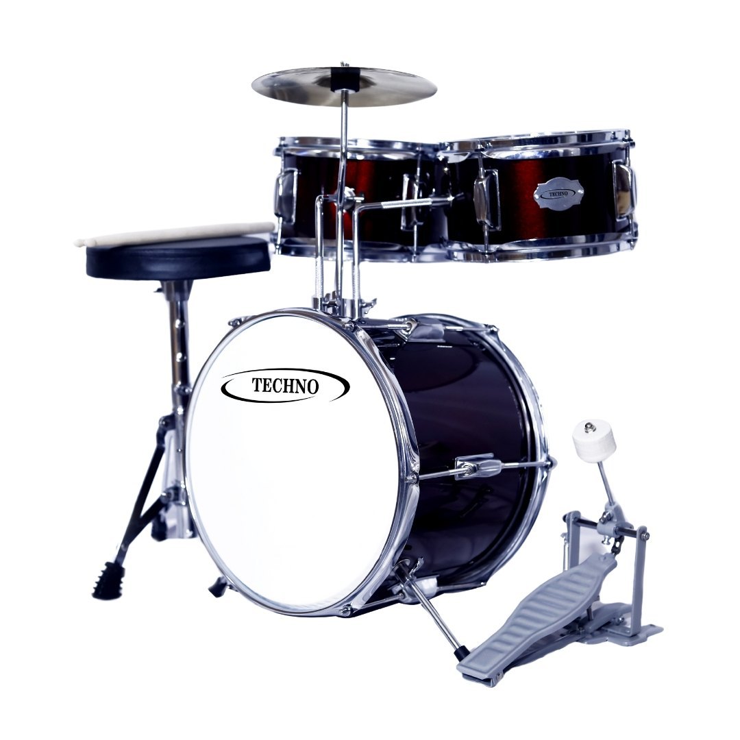 Techno Baby Acoustic Drum TAD-002, 3 Drum, 1 Cymbal, 1 Stool
