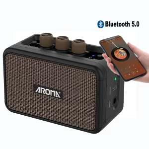 Aroma AG-04 Rechargeable Guitar Amplifier,Mini 5W Dual Speaker Guitar Amp With Clean Overdrive Effect
