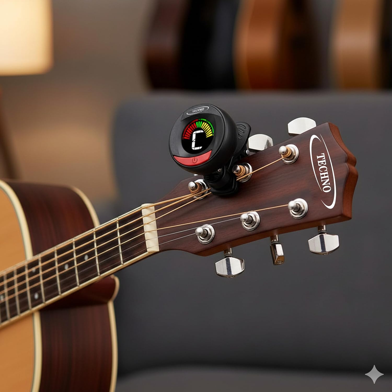 Techno Digital Clip-On Guitar Tuner, Black Matte Finish - Image 3