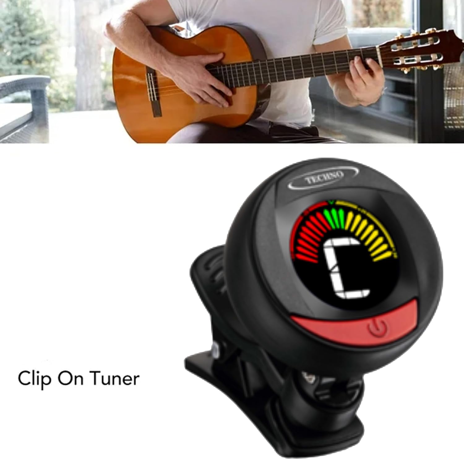 Techno Digital Clip-On Guitar Tuner, Black Matte Finish - Image 2